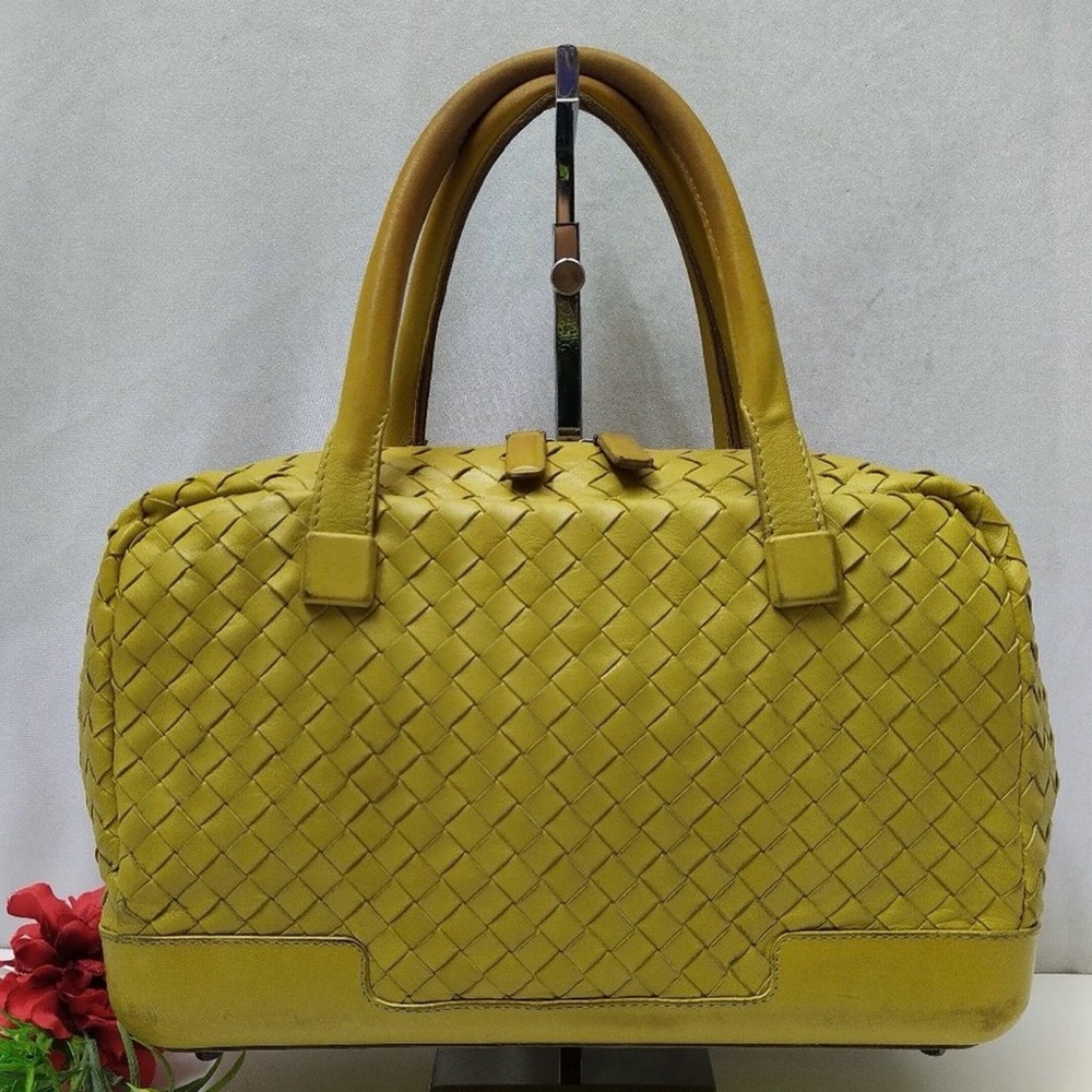 BOTTEGA VENETA Intrecciato Handbag Mustard Leather